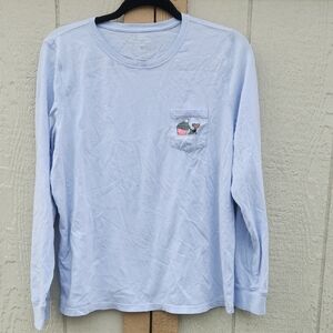 Vineyard Vines Fall Pumpkin Spice Latte Fall Things Baby Blue Long Sleeve Tee L